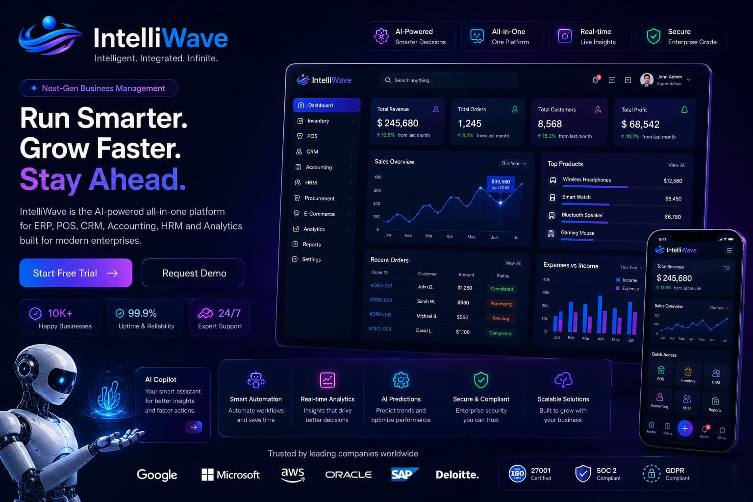 Enterprise dashboard with premium UI/UX