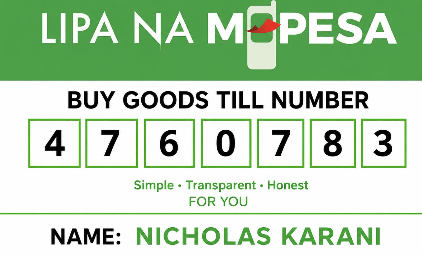IntelliWave Payment Details - Lipa Na M-Pesa Till Number 4760783